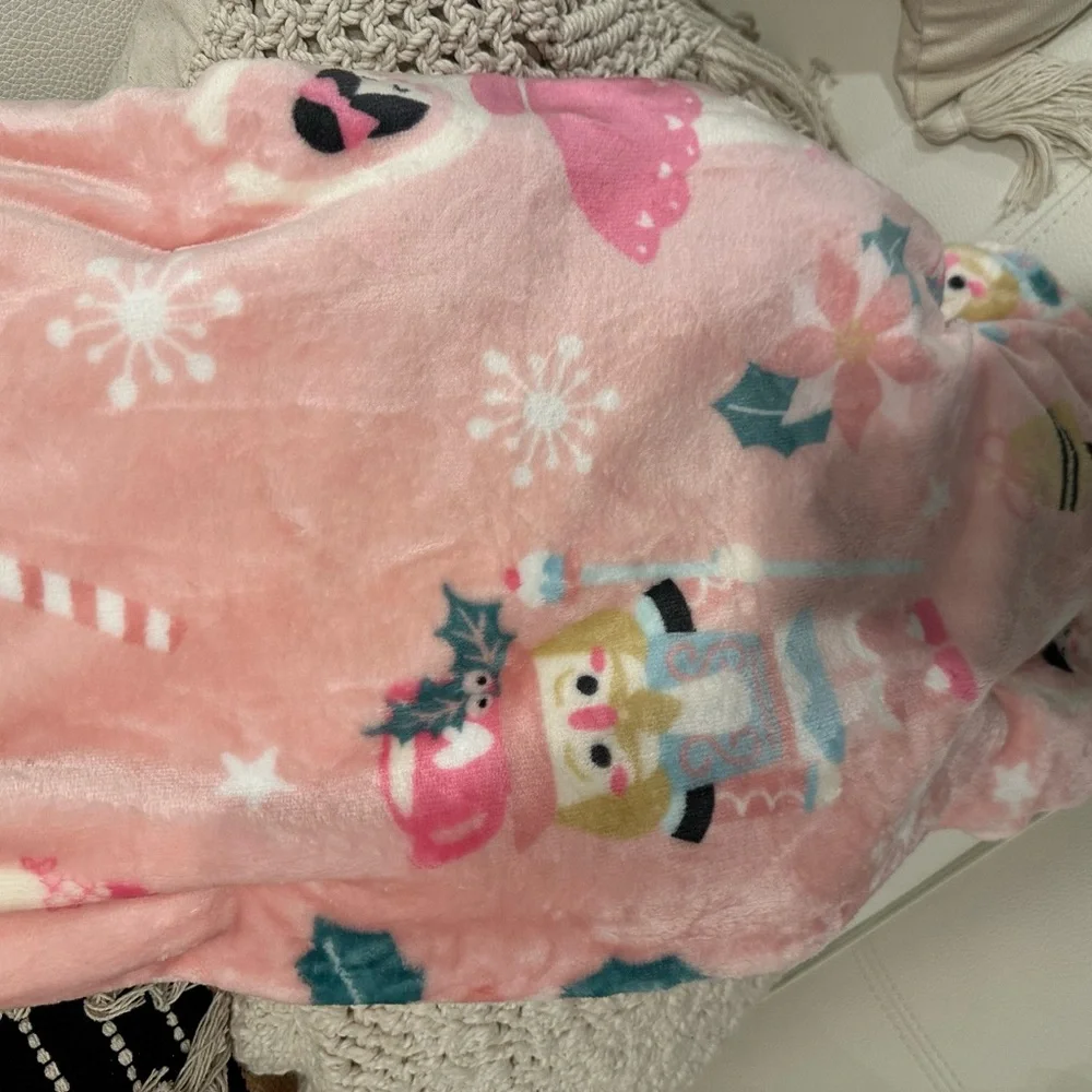 Cozy Pink Nutcracker Ballerina Oversized Plush Throw Blanket